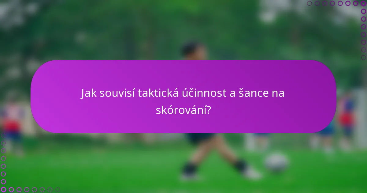 Jak souvisí taktická účinnost a šance na skórování?