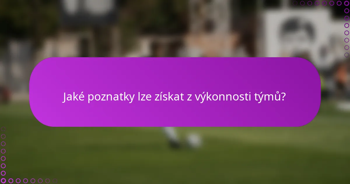 Jaké poznatky lze získat z výkonnosti týmů?
